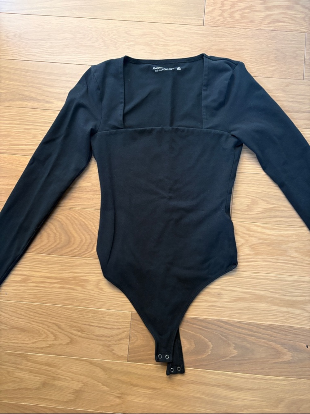 Abercrombie & Fitch Black Square Neck Long Sleeve Top